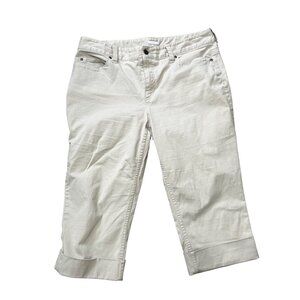 Liz Claiborne Audra Beige Khaki Cropped Trousers Capri Pants Women's 14 1647